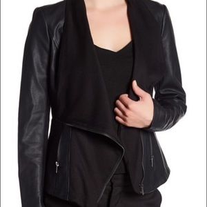 Olive & Oak Faux Leather Draped Jacket